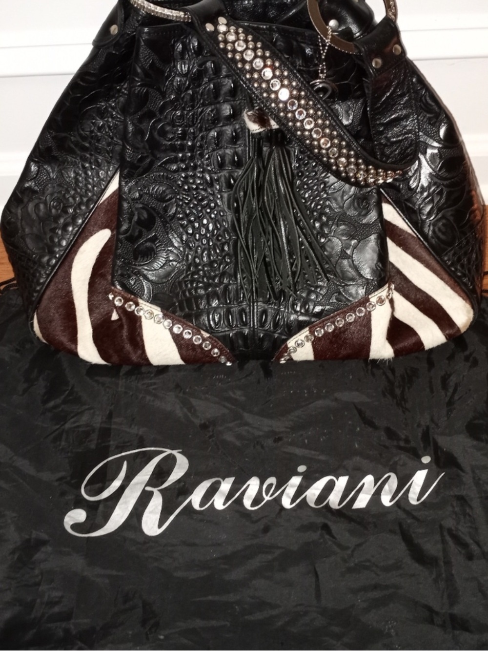 Raviani Crocodile and pony hair handbag